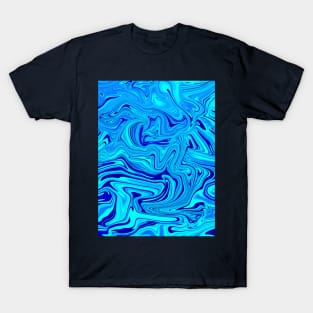 Different Shades of Blue Digital Fluid Art T-Shirt